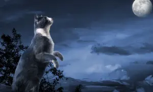 Kot na murze wpatruje się w księżyc. Czy to oznaka demencji u kota, czy tylko nocna zaduma?